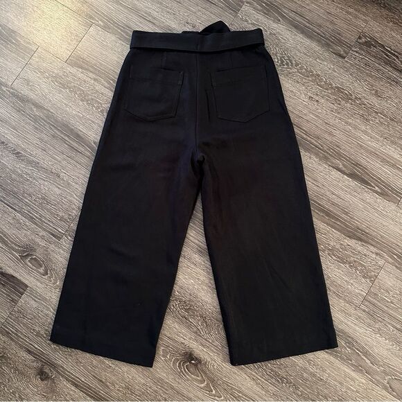 Vince Tie Front Wide Leg Crop Cotton Linen Trouser - Picture 6 of 7